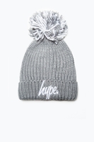 Hype Grey Knit Shimmer Bobble Beanie