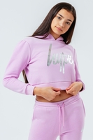 HYPE LILAC BALLOON SLEEVE KIDS CROP PULLOVER HOODIE