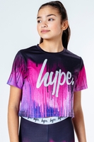 HYPE MAGENTA DRIP KIDS CROP T-SHIRT