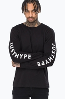 Hype Mens Long Sleeve Black T-Shirt Size Medium