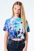 Hype Multi Watercolour Glitter Kids Crop T-Shirt Size 7/8Y