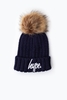 Hype Navy Chunky Knit Bobble Beanie