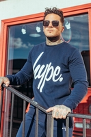 Hype Navy Script Mens Crew Neck Size Medium