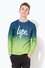 Hype Navy Speckle Fade Script Kids Crew Neck Size 7-8