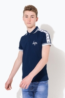 Hype Navy Tape Script Kids Polo Shirt Size 9-10