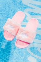 Hype Pink Fluffy Script Sliders Size 5