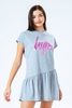 HYPE PINK HOLO SCRIPT FRILL HEM KIDS DRESS