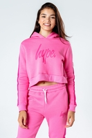 HYPE PINK ON PINK KIDS CROP PULLOVER HOODIE