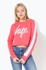 Hype Pink Side Stripe Script Kids Crop Crew Neck Size 5-6