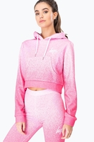 Hype Pink Speckle Fade Womens Crop Pullover Hoodie Size 8