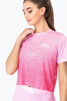 Hype Pink Speckle Fade Womens Crop T-Shirt Size 8