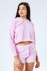 HYPE PINK VELOUR KIDS CROP ZIP HOODIE