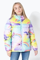 Hype Rainbow Unicorn Kids Puffer Jacket Size 13