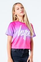 HYPE ROSY PINK FADE KIDS CROP T-SHIRT
