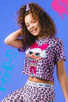 HYPE X L.O.L. LEOPARD DIVA KIDS CROP T-SHIRT
