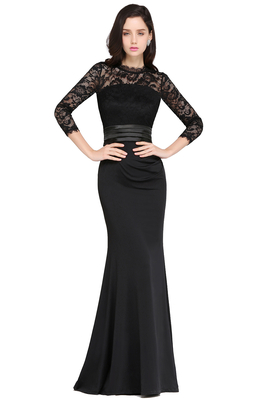 ARIANNA Sheath High Neck Black
Elegant Evening Dresses with
Lace