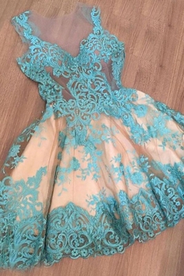 Custom Made A-line Appliques
New Arrival Tulle Sleeveless
Sexy Short Homecoming Dresses