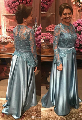 Elegant Lace Appliques A-line
Long Sleeve Mother Of Bride
Dress