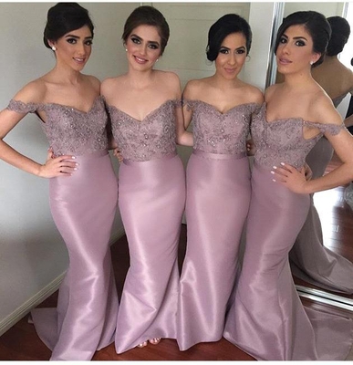 Elegant Lace Appliques
Bridesmaid Dresses Mermaid
Off-the-Shoulder Prom Dress