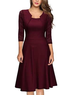 Half Sleeve Burgundy Women's
Cocktail Evening Party Dress
