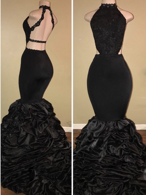 Halter High Neck Mermaid
Pick-Up Black Evening Dresses