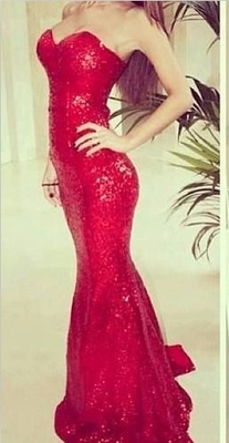 Red Prom Dresses Mermaid Full
Sequin Sweetheart Backless
Sleeveless Sweep Train Shining
Evening Gowns 36213D