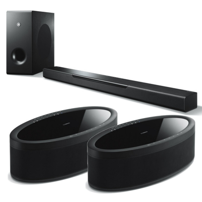 Yamaha MusicCast Bar 400
Soundbar Sub + 2x MusicCast 50
Wireless Speakers - Blk