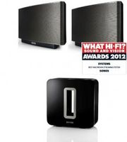 Sonos PLAY:5 Bundle comprising two PLAY:5 Wireless Hifi Systems in Black and one SUB Subwoofer