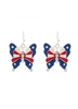American Flag Design Multi Color Butterfly Detail Earrings