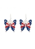 American Flag Design Multi Color Butterfly Detail Earrings