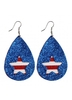 American Flag Pattern Water Drop Earring Set