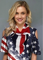 American Flag Print Color Block Beach Scarve
