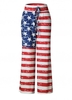 American Flag Print Drawstring Waist Pants