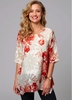 Asymmetric Hem Floral Print Round Neck Blouse