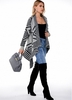 Asymmetric Hem Geometric Pattern Open Front Cardigan
