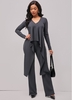 Asymmetric Hem Grey V Neck Top and Pants