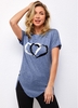 Asymmetric Hem Heart Print Short Sleeve T Shirt