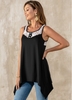 Asymmetric Hem Lace Stitching Decorative Button Tank Top