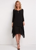 Asymmetric Hem Long Sleeve Button Dress