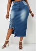 Asymmetric Hem Pocket Detail Plus Size Skirt