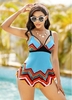 Asymmetric Hem Printed Spaghetti Strap Swimdress and Panty