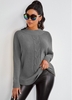 Batwing Sleeve Mock Neck Rib Knit Sweater