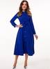 Belted Button Up Long Sleeve Dress