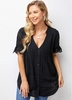 Button Up Crinkle Chest Pierced T Shirt