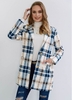 Button Up Pocket Notch Collar Plaid Coat