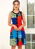 Button Up Pocket Sleeveless Printed Dress