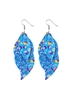 Easter Layered Leather Daisy Print Blue Earrings