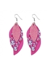 Easter Leather Layered Rabbit Print Pink Earrings