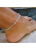 Faux Turquoise Design Bohemia Metal Detail Anklet