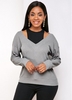 Faux Two Piece Long Sleeve Contrast Sweater